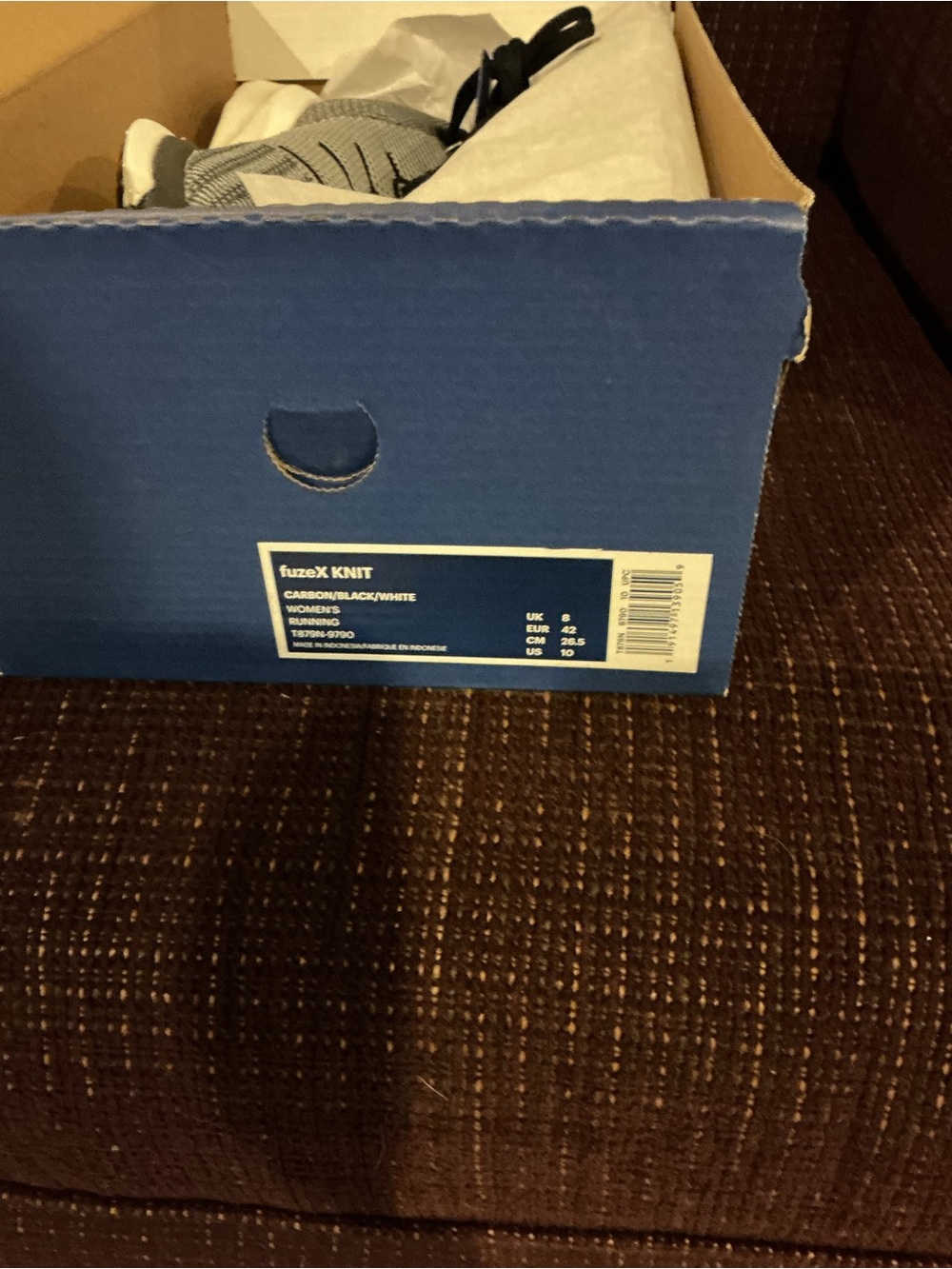 Asics Gray and Black Knit Sneakers FuseX Knit Brand New Mens 8.5 Women's 10 - Picture 7 of 7